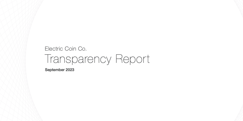 ECC Transparency Report for Q1 2023 Electric Coin Company